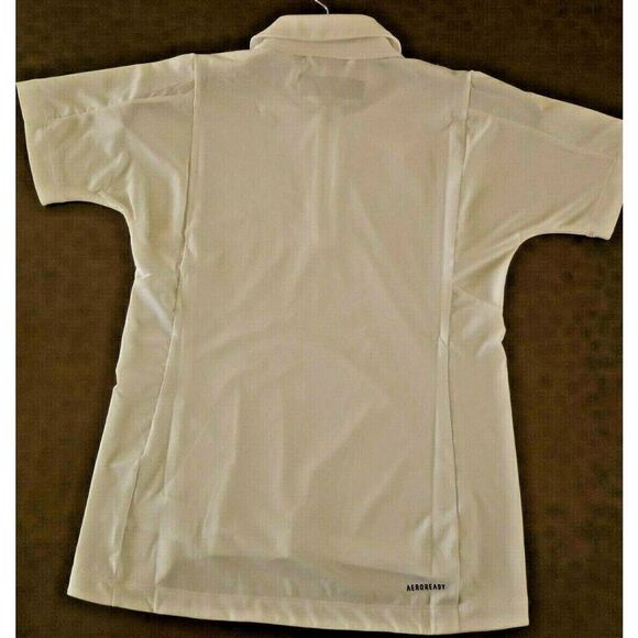 adidas GL7907 Women's Size S White PrimeGreen 1/4 Zip Shortsleeve Coord Polo - Picture 2 of 5
